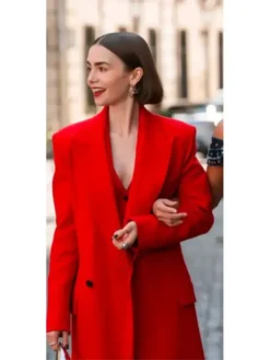 Emily In Paris S05 Lily Collins Red Coat