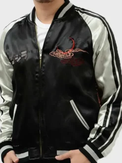 Godzilla King Of Monsters Satin Bomber Black Jacket