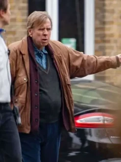 Goodbye June Timothy Spall Brown Leather Jacket