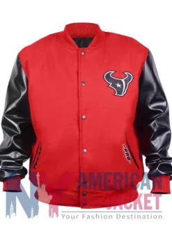 H-Town Houston Texans Varsity Red And Black Jacket