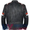 James Men’s Brown Striped Cafe Leather Racer Jacket