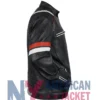 James Men’s Brown Striped Cafe Racer Leather Jacket