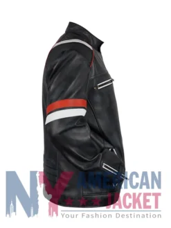 James Men’s Brown Striped Cafe Racer Leather Jacket