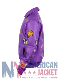 Jeff Collage Hamilton NBA Teams Purple Leather Jacket