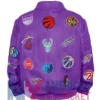 Jeff Hamilton NBA Teams Collage Leather Purple Jacket