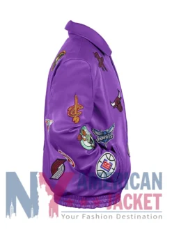 Jeff Hamilton NBA Teams Collage Purple Leather Jacket
