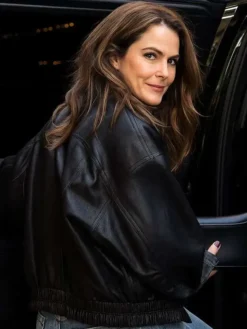 Keri Russell TV Series The Diplomat Season 03 2025 Kate Wyler Black Leather Jacket For Sale