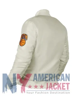 Knicks NY Pinstripe Bomber Satin Jacket