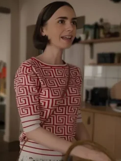 Lilly Collin Emily in Paris S05 Red Top
