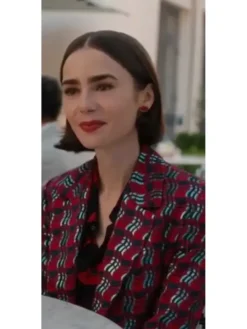 Lily Collins Emily In Paris S05 Printed Blazer