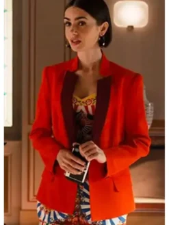 Lily Collins Emily In Paris S05 Red Blazer