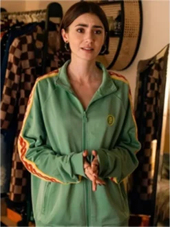 Lily Collins Emily in Paris Season 5 Green Track Jacket