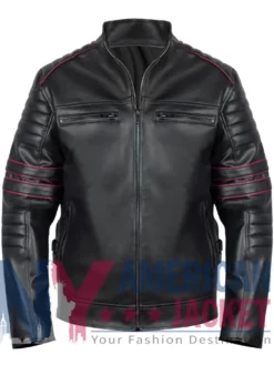 Men’s Biker Pegasus Black Leather Jacket