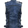 Men's Blue Leather Distressed Vest