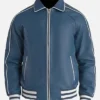 Men’s Blue Leather Varsity Jacket
