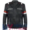 Men’s Brown James Cafe Racer Leather Striped Jacket