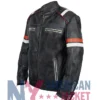 Men’s Brown James Striped Cafe Racer Leather Jacket