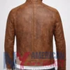 Men's Brown Leather Bomber Distressed Jacket