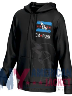 Men's CM Punk Black Full-Zip Hoodie