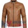Men's Cafe Leather Jacket Racer Stegaro