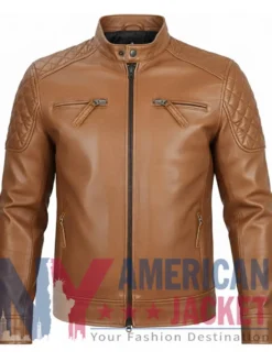 Men's Cafe Leather Jacket Racer Stegaro