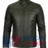 Men's Cafe Leather Racer Quilted Jacket
