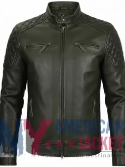 Men's Cafe Leather Racer Quilted Jacket