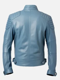 Men’s Cafe Racer Blue Leather Jacket