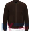 Men's Dark Brown Leather Suede Biker Jacket