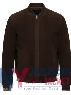 Men's Dark Brown Leather Suede Biker Jacket
