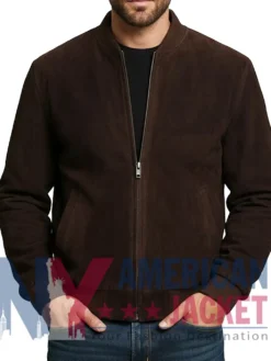 Men's Dark Brown Suede Biker Leather Jacket