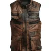 Men’s Jack Brown Distressed Leather Vest
