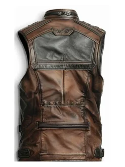Men’s Jack Brown Leather Distressed Vest