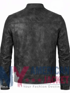 Men's Leather Black Slimfit Bomber Jacket