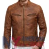 Men's Leather Bomber Brown Distressed Jacket