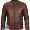 Men's Leather Cafe Racer Quilted Jacket