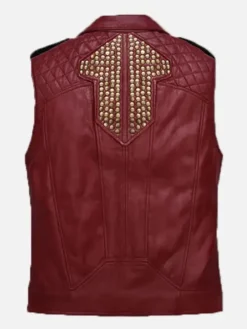 Men’s Leather Red and Black Vest