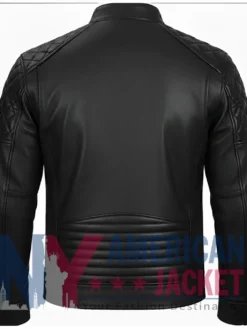 Men's Quilted Leather Cafe Racer Jacket