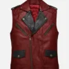Men’s Red and Black Leather Vest