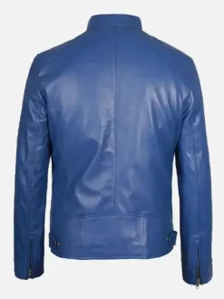 Men’s Stylish Slim Fit Leather Blue Jacket
