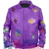 NBA Jeff Hamilton Teams Collage Purple Leather Jacket