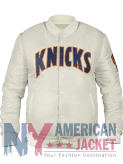 NY Knicks Satin Bomber Pinstripe Jacket