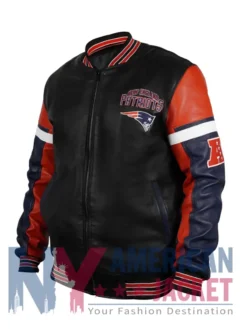 New England Patriots Black Varsity Full-Zip Leather Jacket