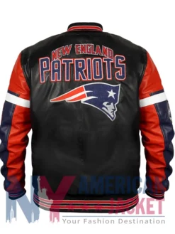New England Patriots Black Varsity Leather Full-Zip Jacket