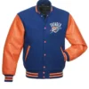 Oklahoma City Thunder Orange And Blue Letterman Jacket