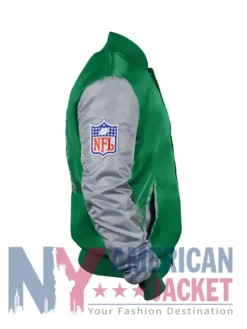 Philadelphia Eagles Locker Room Satin Throwback Kelly Green And Silver Jacket