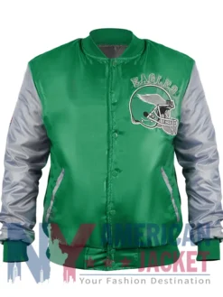 Philadelphia Eagles Locker Room Throwback Kelly Green And Silver Satin Jacket