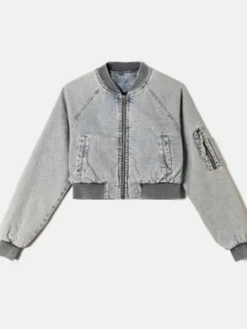 Pushers S01 Rosie Jones Cropped Denim Bomber Jacket
