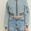 Pushers S01 Rosie Jones Denim Cropped Bomber Jacket