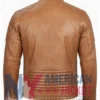 Quilted Brown Leather Cafe Racer Jacket